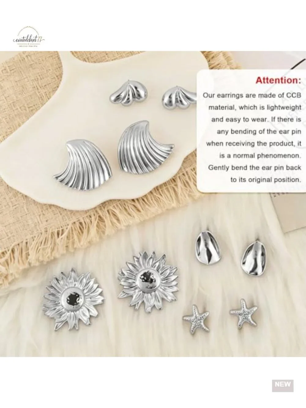 5 Pair Chunky Gold Statement Earrings Set Lightweight Hypoallergenic Studs